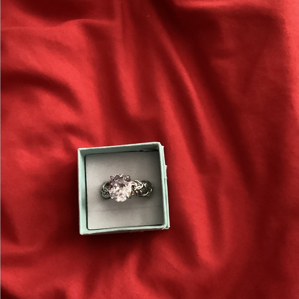 JTV Silver Ring with Simulated Diamond Center Stone -